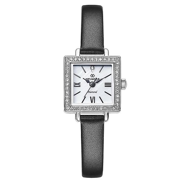 [디유아모르/BWI-00001] 디유아모르 여성 가죽밴드시계 DAW6101L-BK 다이아몬드 시계