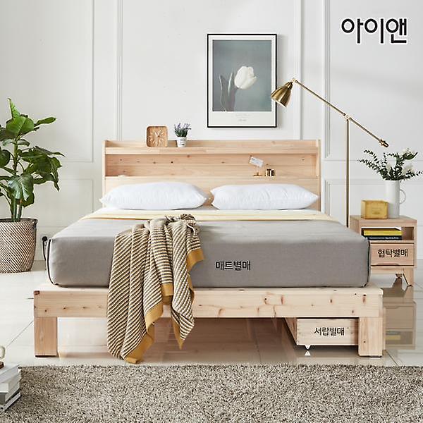 아이앤 편백 LED수납헤드 퀸 침대 NM