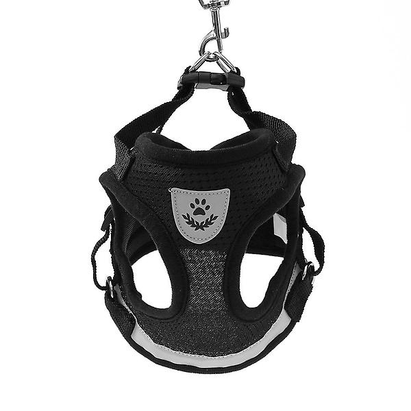  세이프 빛반사 강아지 하네스+리드줄 세트(L) (블랙)