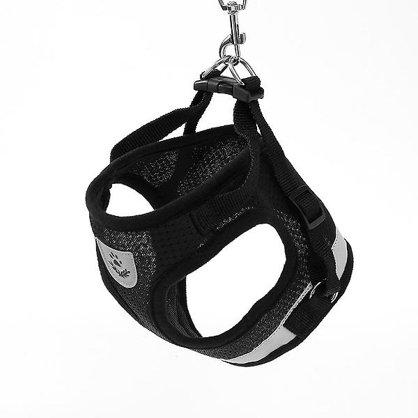  세이프 빛반사 강아지 하네스+리드줄 세트(L) (블랙)