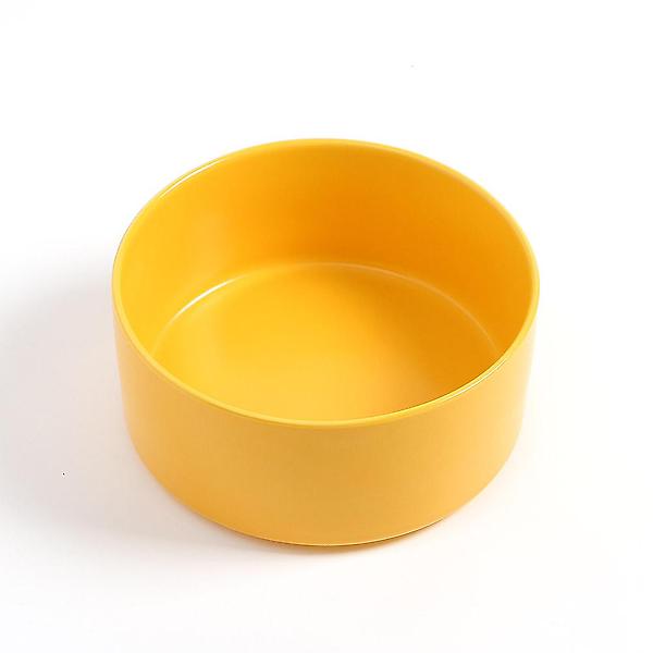  반려동물 우드받침 도자기식기(16cm) (옐로우)