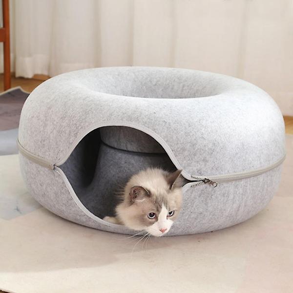 [펫피디아/TREE-00001] 고양이 도넛 터널 숨숨집(60cm) (그레이)