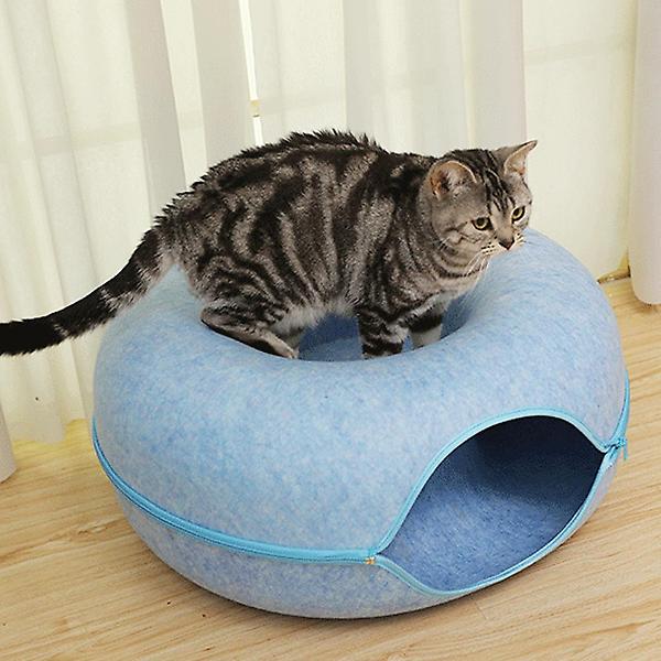 [펫피디아/TREE-00001] 고양이 도넛 터널 숨숨집(50cm) (블루)