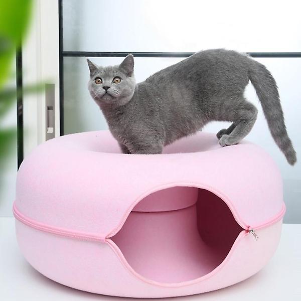  고양이 도넛 터널 숨숨집(60cm) (핑크)