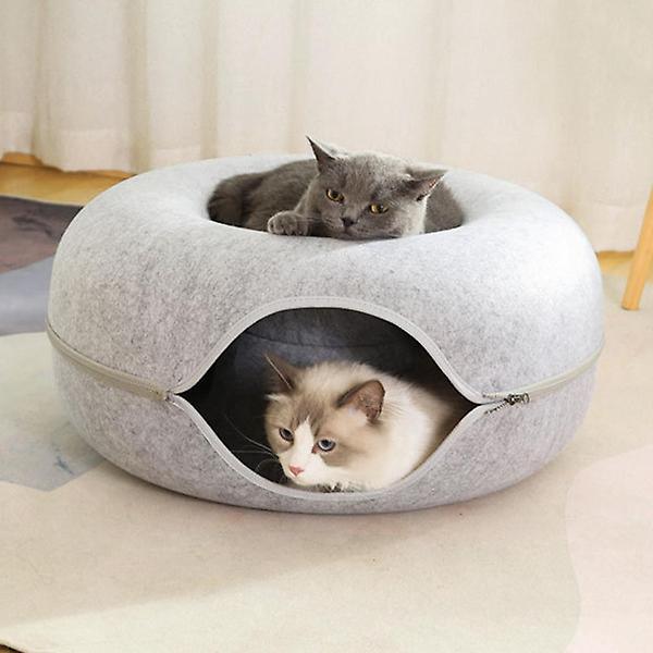[펫피디아/TREE-00001] 고양이 도넛 터널 숨숨집(50cm) (그레이)