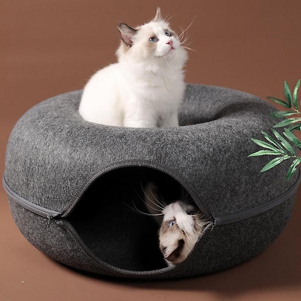 [펫피디아/TREE-00001] 고양이 도넛 터널 숨숨집(50cm) (다크그레이)