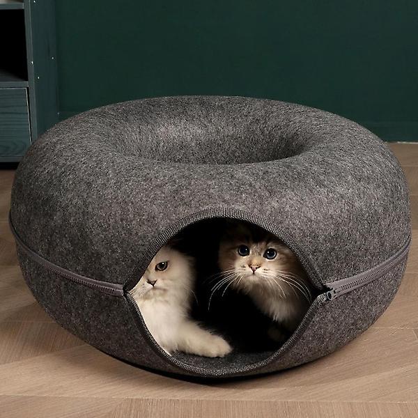 [펫피디아/TREE-00001] 고양이 도넛 터널 숨숨집(50cm) (다크그레이)