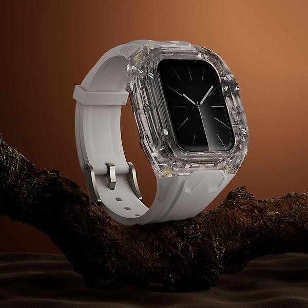  애플워치SE 일체형 투명 스트랩 애차드밀 줄질 44mm