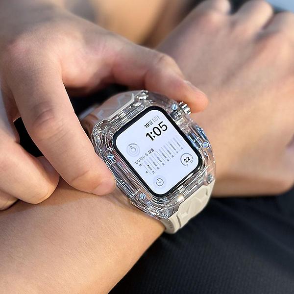  애플워치SE 일체형 투명 스트랩 애차드밀 줄질 44mm