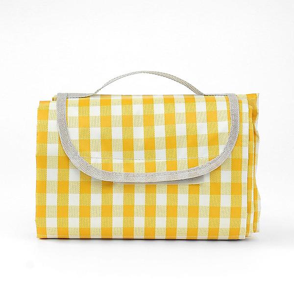  비비드 체크 방수 돗자리 휴대용 피크닉 매트 옐로