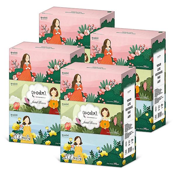 캐릭터 천연펄프 미용티슈 200매 3입 3팩