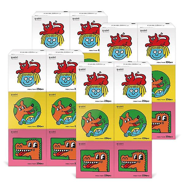  키스해링 KIDS MINI 천연펄프 미용티슈 230매 6입 3팩