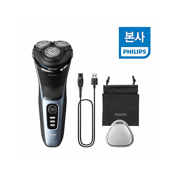  필립스 3000 시리즈 전기면도기 S3243/12 스톰 블루