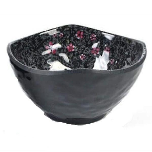  멜라민 그릇 물결꽃 밥그릇 밥공기 공기 검정 11.2cm