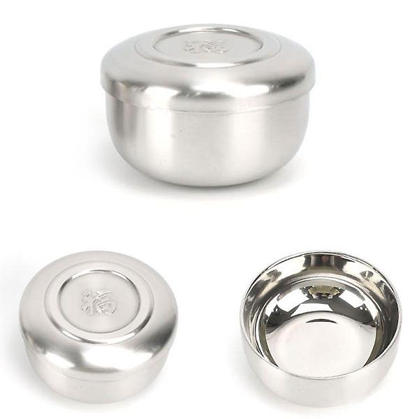  이중구조 스텐 밥공기 밥그릇 뚜껑포함 10.4cm 무광