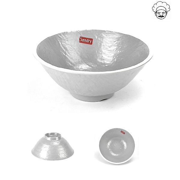  로코 그레이 원형굽볼 멜라민그릇 7호