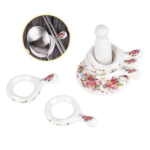  고리 링 수저받침대 5개세트 꽃무늬