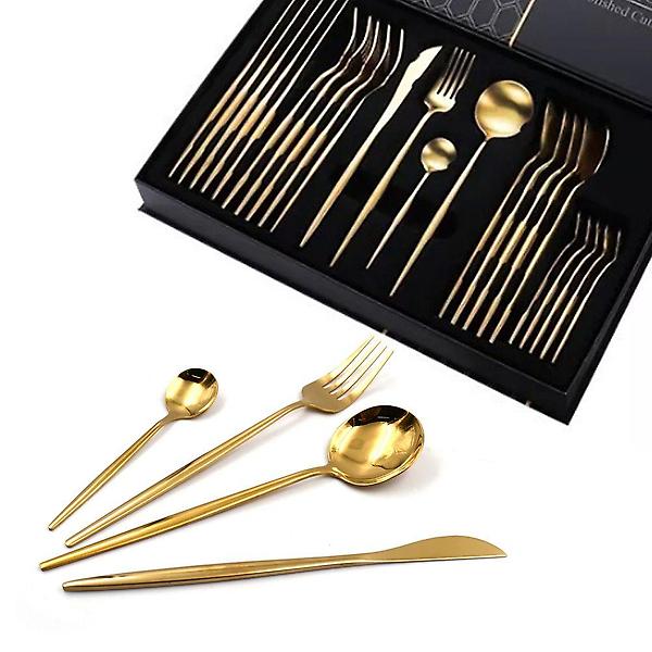  골드색 고급 스텐 커트러리 24P 선물세트 양식도구