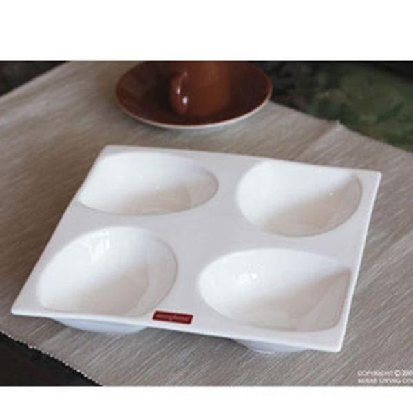  머글라스 나눔접시 정사각(대)4구 그릇 찬기 반찬