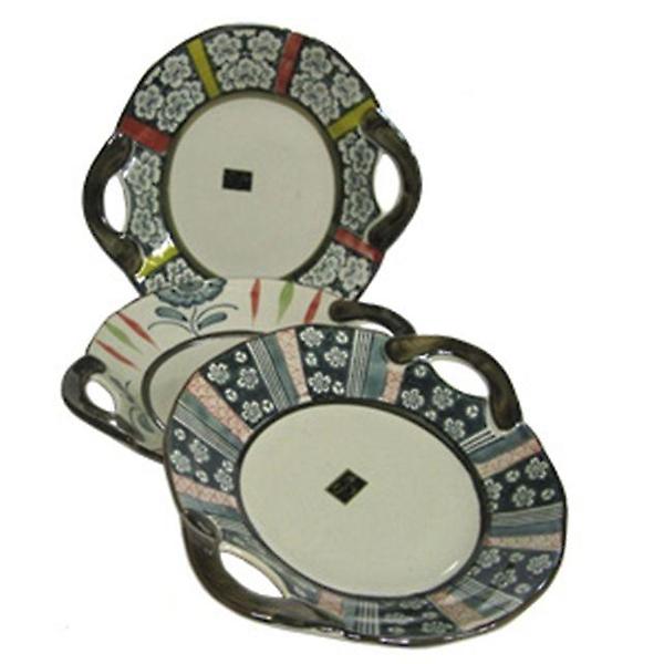  일본 아리따풍 도자기 선염화 타원 귀접시-중-3P