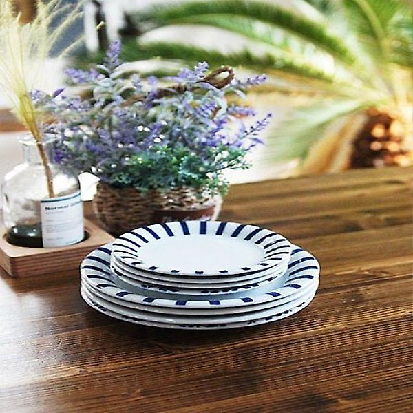  독특한 접시 일본 블루에가와리 평접시 4P세트 특대