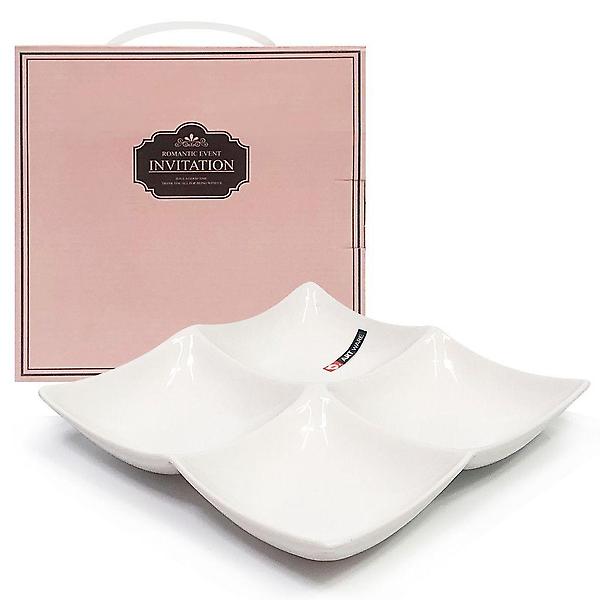  아트 사각 나눔접시(18cm)도자기재 반찬그릇 4절 찬기