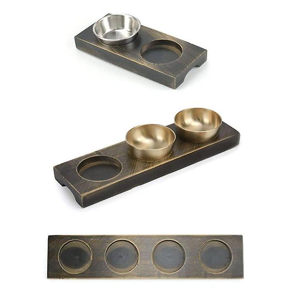  나무소재 4구 소스컵 종지 받침대 거치대 34.2x7.8cm
