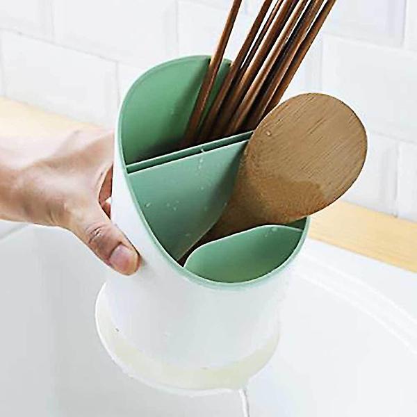  물빠짐 수저통 젓가락 그린 주방용품