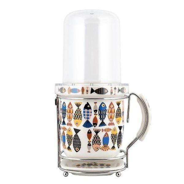  도자기 12각 물받이 수저통(블루피쉬) 수저함