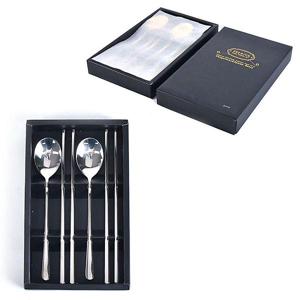  선물용 2인 티타늄 고급 수저세트 8호 실버