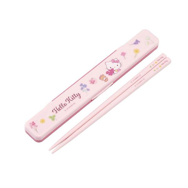  헬로키티 캐릭터 무소음 18cm 젓가락 케이스 세트
