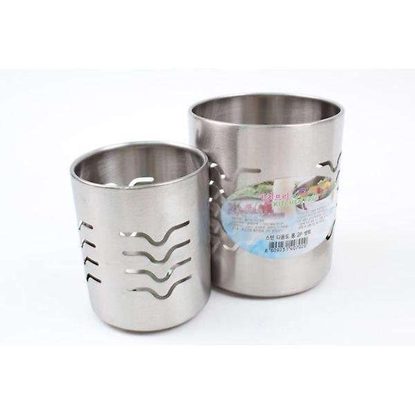  스텐 다용도 통 2P 세트 수저통 주방통 배수통 꽂이
