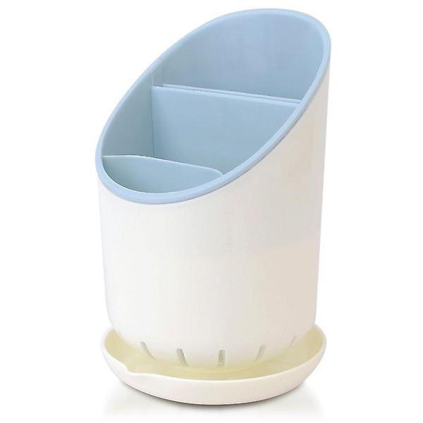  수저통 블루 3칸분리 사선형 스탠딩 물빠짐 수저꽂이