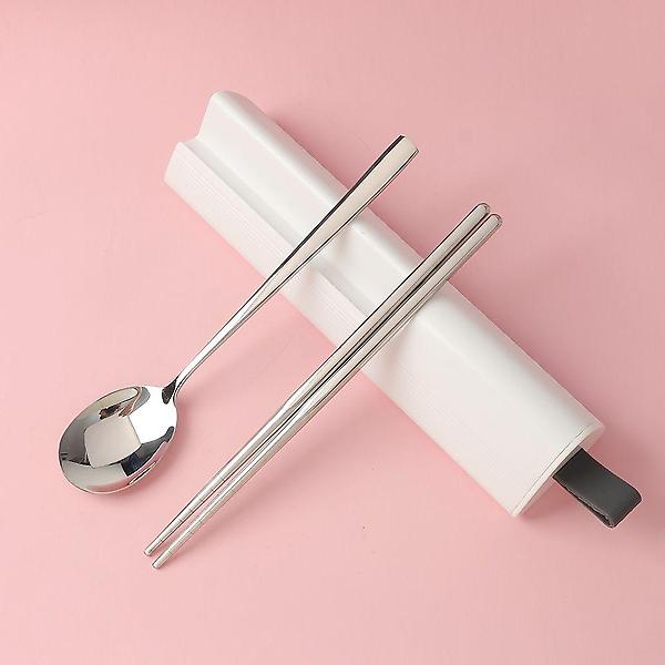  휴대용 숟가락 젖가락 세트 수저통 화이트
