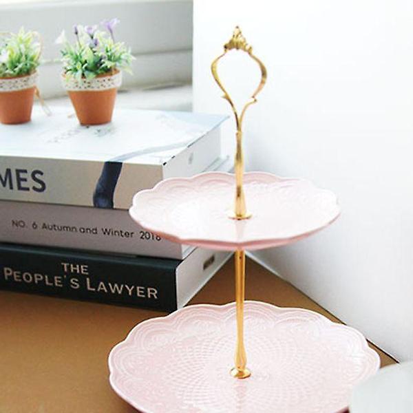  골드핑크 2단 케이크 스탠드 파티접시 2단접시