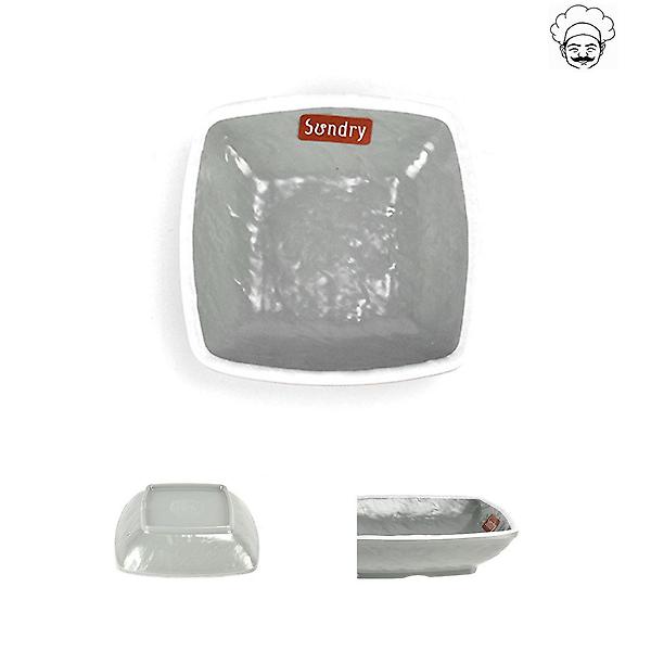  로코 그레이 사각구프 찬기 멜라민접시 4호