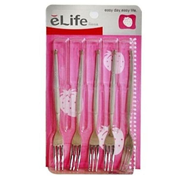  롯데 아그네스 스텐 티포크 5p 과일포크 다용도포크 예쁜포크 주방용티포크 미니포크