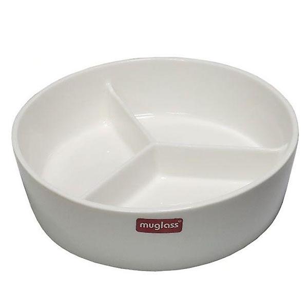 머글라스 반찬 그릇 3칸 나눔 그릇 화이트 18cm 1P