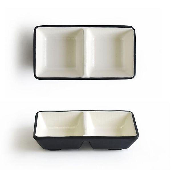  멜라민 2칸 나눔접시 양념 소스 반찬그릇 13.6cm 6호