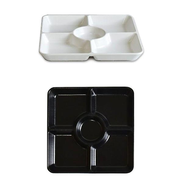  멜라민 5칸 나눔 안주 접시 반찬그릇 21.4cm 5호 블랙