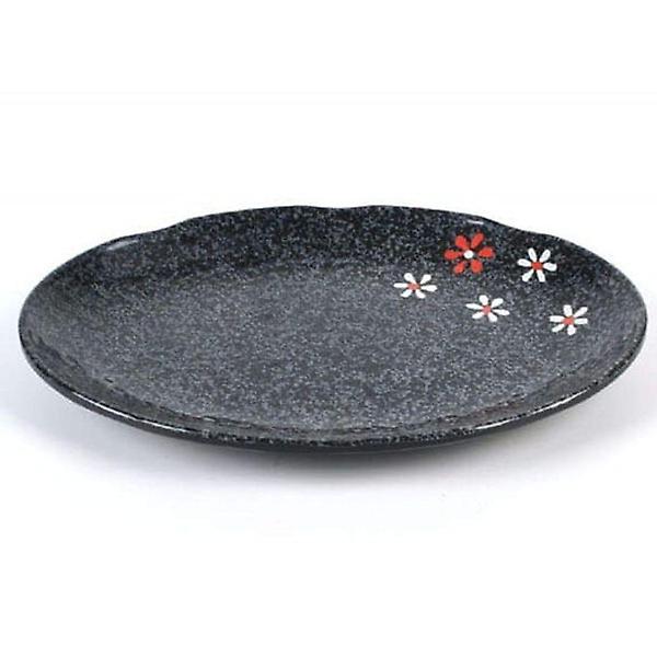  멜라민 그릇 반찬 접시 식기 찬기 타원 꽃무늬 22.7cm