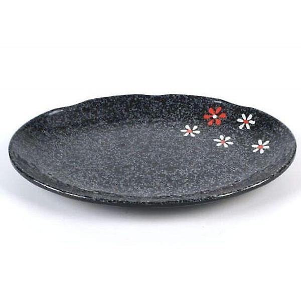  멜라민 그릇 반찬 접시 식기 찬기 타원 꽃무늬 33cm