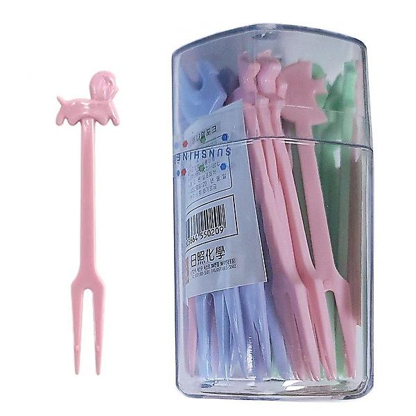  동물캐릭터 포크 54P 다회용 플라스틱 과일 미니포크