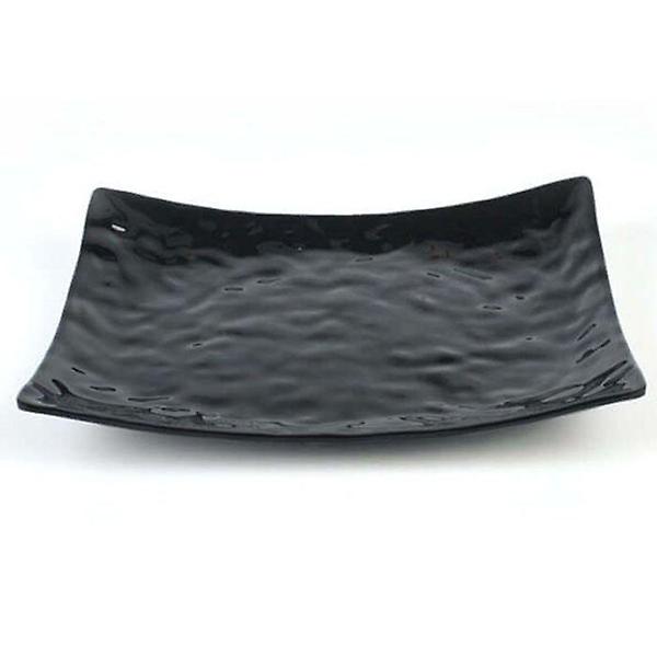  멜라민 그릇 생선 접시 반찬 그릇 직사각 흑 37.5cm