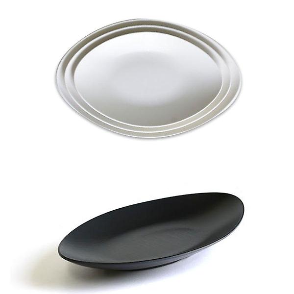  멜라민 대형 타원 반찬그릇 음식접시 30.4cm 5호 크림