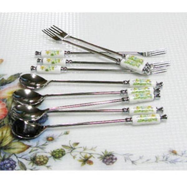  백산 티스푼 디저트 포크 커트러리 식기 플라워 1p