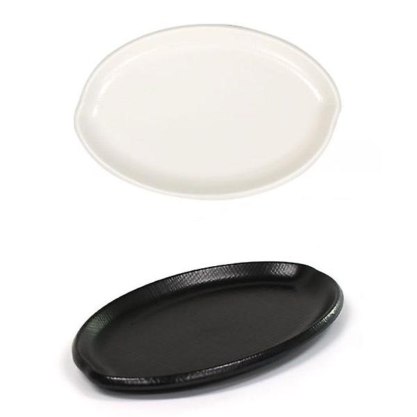  멜라민 타원 한식 반찬접시 김치접시 29.3cm 9호 크림