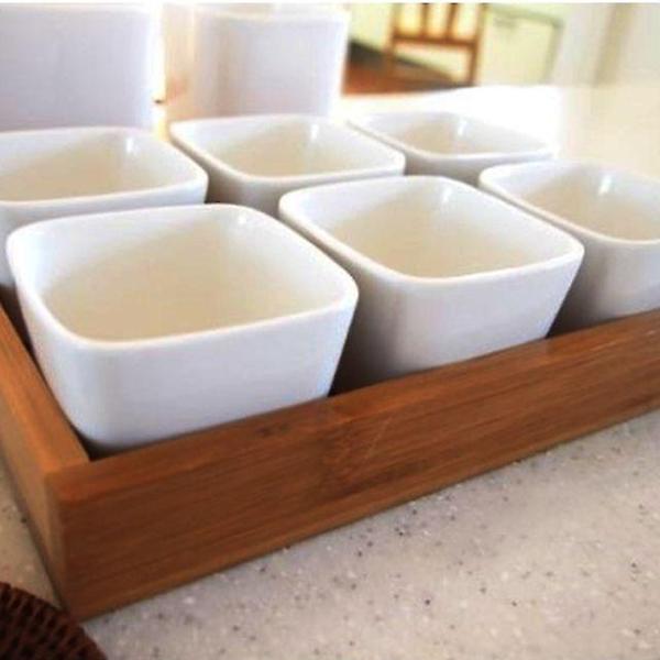  사각볼 찬기 6P세트(대나무트레이 포함)