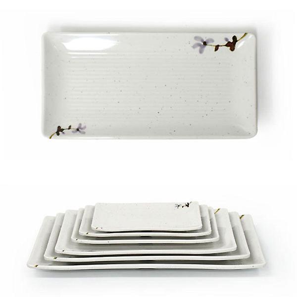  멜라민 한정식 긴사각 생선접시 반찬접시 21.2cm 2호