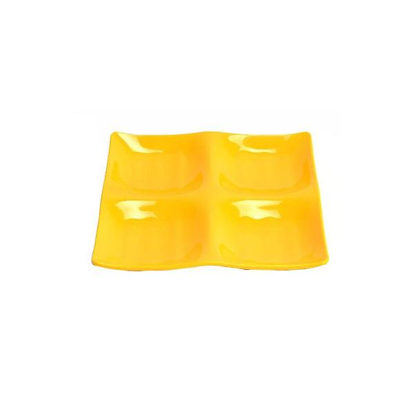  업소용 멜라민 정사절 접시(소)(노랑색)